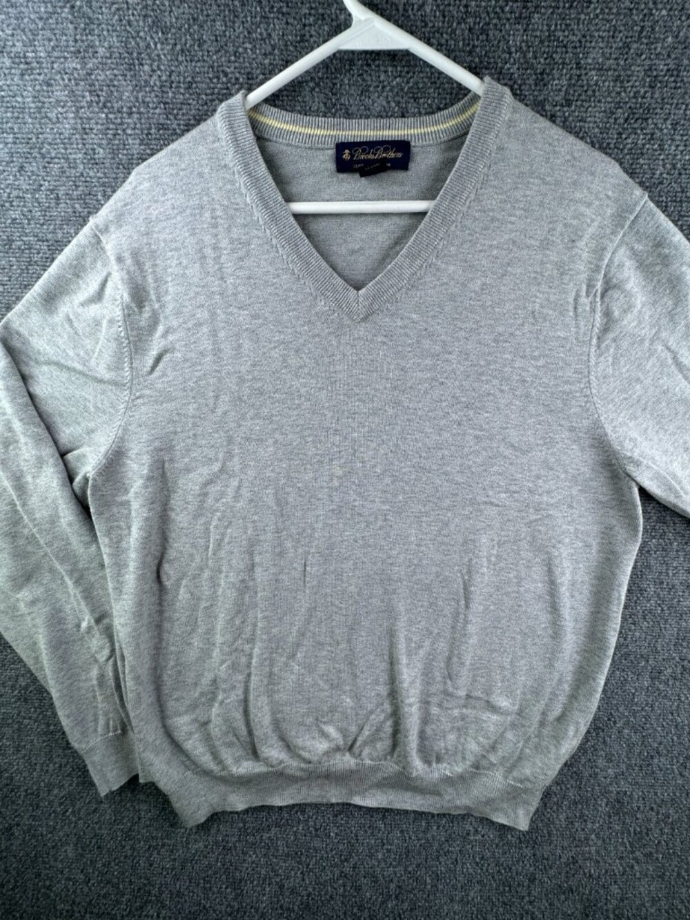 Brooks Brothers Men XL Supima Cotton Long Sleeve Sweater Pullover Knit Gray